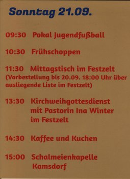 Programm Sonntag Kirmes 2025